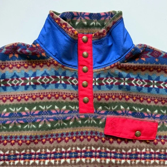Polo Ralph Lauren Girls Fair Isle Brushed Fleece Pullover - Size M (8-10) - Picture 8 of 16